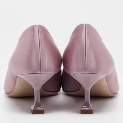 Pre Owned Miu Miu Purple Satin Crystal Embellished Pointed Toe Pumps Size 37