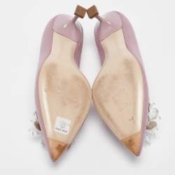 Pre Owned Miu Miu Purple Satin Crystal Embellished Pointed Toe Pumps Size 37
