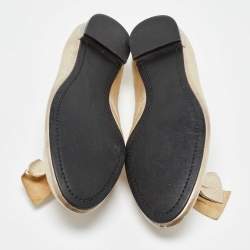 Miu Miu Gold Leather Bow Loafers Size 38.5