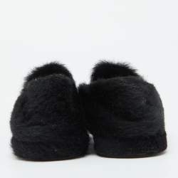 Miu Miu Black Faux Fur Smoking Slippers 37.5
