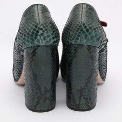 Miu Miu Green/Red Python and Patent Leather Mary Jane Pumps Size 39.5