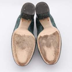 Miu Miu Green/Red Python and Patent Leather Mary Jane Pumps Size 39.5