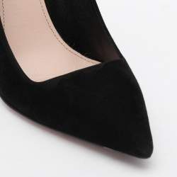 Miu Miu Black Suede Embellished Heel Pointed Toe Pumps Size 36.5