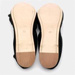 Miu Miu Black Suede Embellished Cap Toe Scrunch Ballet Flats Size 35