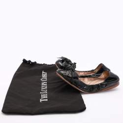 Miu Miu Black Patent Leather Bow Scrunch Ballet Flats Size 35.5