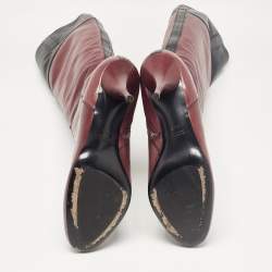 Miu Miu Burgundy/Black Leather Knee Length Boots Size 39.5