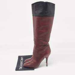 Miu Miu Burgundy/Black Leather Knee Length Boots Size 39.5