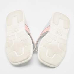 Miu Miu Silver/Pink Leather and Patent Thong Flats Size 36