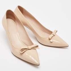 Miu Miu Beige Patent Leather Bow Pumps Size 40