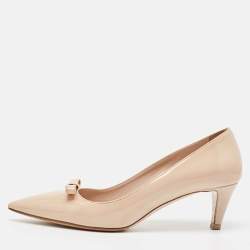 Miu Miu Beige Patent Leather Bow Pumps Size 40