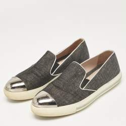 Miu Miu Grey Denim Slip On Sneakers Size 38.5