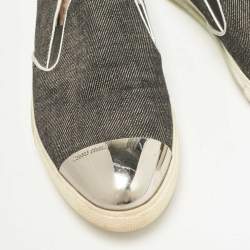 Miu Miu Grey Denim Slip On Sneakers Size 38.5