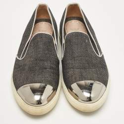 Miu Miu Grey Denim Slip On Sneakers Size 38.5