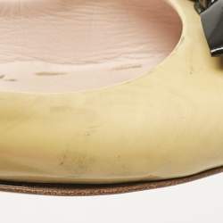 Miu Miu Yellow/Black Patent Leather Studded Bow Ballet Flats Size 37