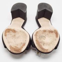 Miu Miu Black Satin Embellished Slide Sandals Size 38.5
