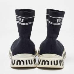Pre Owned Miu Miu Black Knit Fabric Sock High Top Sneakers Size 36.5
