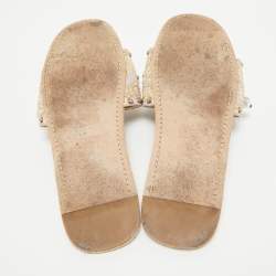 Miu Miu Purple/Gold Brocade Fabric Flat Slides Size 38
