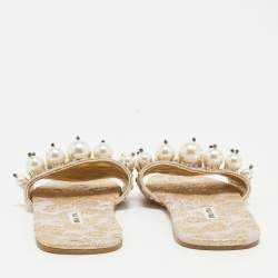 Miu Miu Purple/Gold Brocade Fabric Flat Slides Size 38