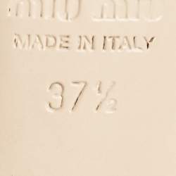 Pre Owned Miu Miu Grey/Blue Leather and Patent Leather Flat Sandals Size 37.5