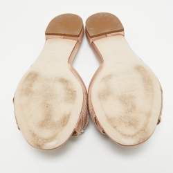 Miu Miu Pink Knotted Fabric and Satin Crystal Embellished Flat Slides Size 39