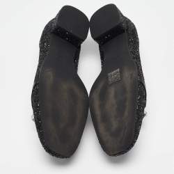 Miu Miu Black Glitter Crystal Embellished  Loafers Size 40
