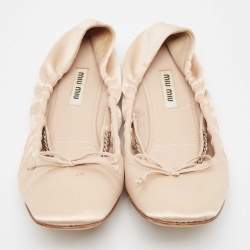 Miu Miu Beige Satin Ballet Flats Size 38