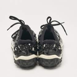 Miu Miu Black Fabric and Patent Lace Up Sneakers Size 38.5