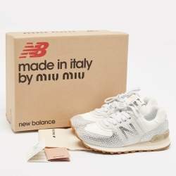 Miu Miu x New Balance 574 White Suede and Denim Sneakers Size 37