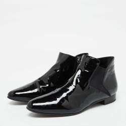 Miu Miu Black Patent Leather Ankle Length Boots Size 41.5