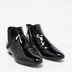 Miu Miu Black Patent Leather Ankle Length Boots Size 41.5