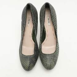 Miu Miu Green Python Platform Pumps Size 37.5