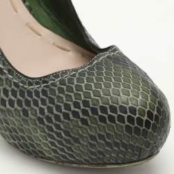 Miu Miu Green Python Platform Pumps Size 37.5