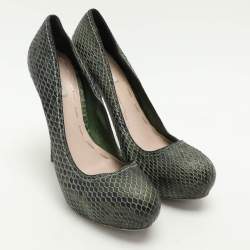 Miu Miu Green Python Platform Pumps Size 37.5