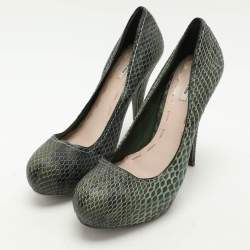 Miu Miu Green Python Platform Pumps Size 37.5