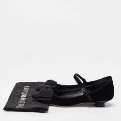 Miu Miu Black Velvet and Fabric Bow Mary Jane Ballet Flats Size 40