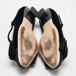 Miu Miu Black Velvet and Fabric Bow Mary Jane Ballet Flats Size 40
