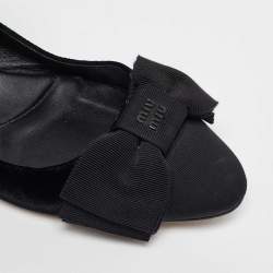 Miu Miu Black Velvet and Fabric Bow Mary Jane Ballet Flats Size 40