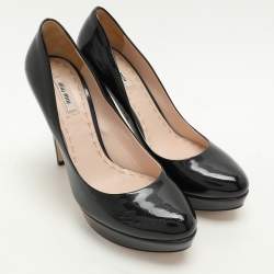 Miu Miu Black Patent Leather Platform Pumps Size 40