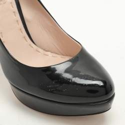 Miu Miu Black Patent Leather Platform Pumps Size 40