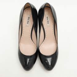 Miu Miu Black Patent Leather Platform Pumps Size 40