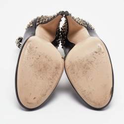Miu Miu Black Leather Studded Ankle Strap Pumps Size 40