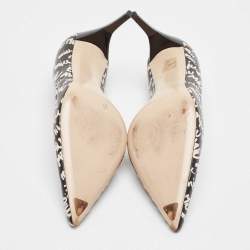 Miu Miu Black/White Leather Logo Print Pumps Size 39.5