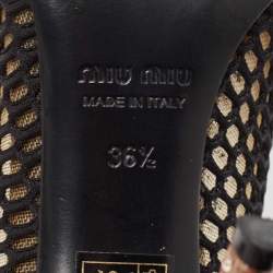 Miu Miu Black Feather and Leather Peep Toe Pumps Size 36.5