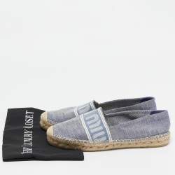 Miu Miu Blue Denim Logo Espadrille Flats Size 38