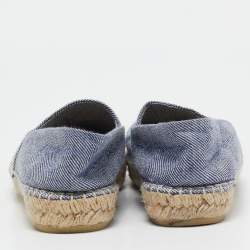 Miu Miu Blue Denim Logo Espadrille Flats Size 38