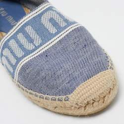 Miu Miu Blue Denim Logo Espadrille Flats Size 38