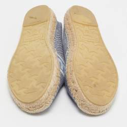 Miu Miu Blue Denim Logo Espadrille Flats Size 38