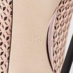 Pre Owned Miu Miu Beige Leather and Mesh Pointed Toe Pumps Size 38.5