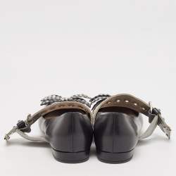 Miu Miu Black Leather Bow Buckle Ballet Flats Size 42