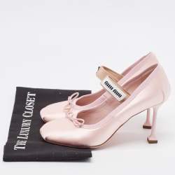 Miu Miu Pink Satin Logo Band Ballerina Pumps Size 37